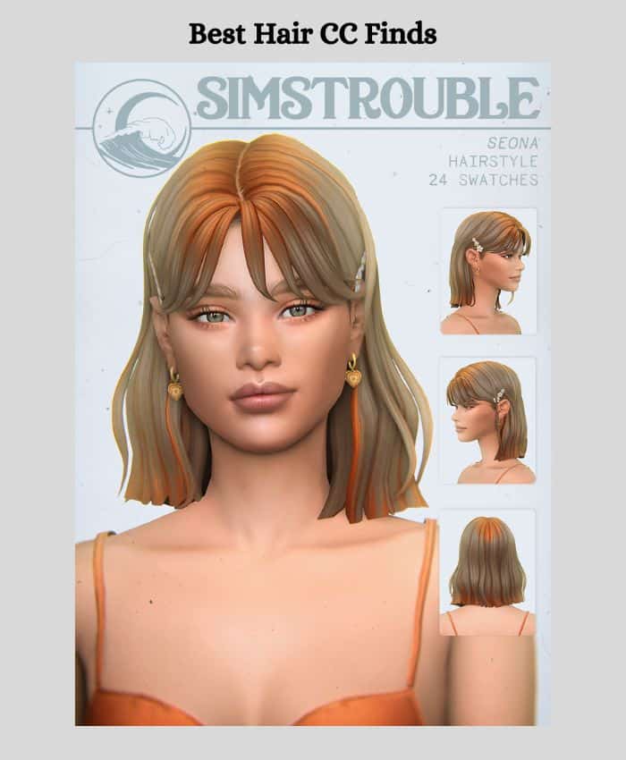 cute short hair cc with bangs on girl sim