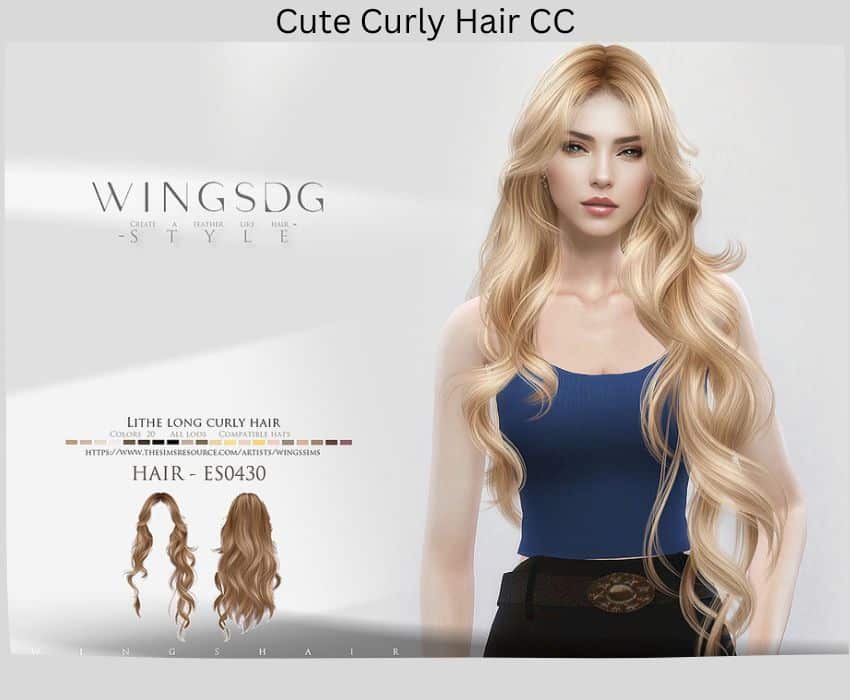 sim with long layered curls