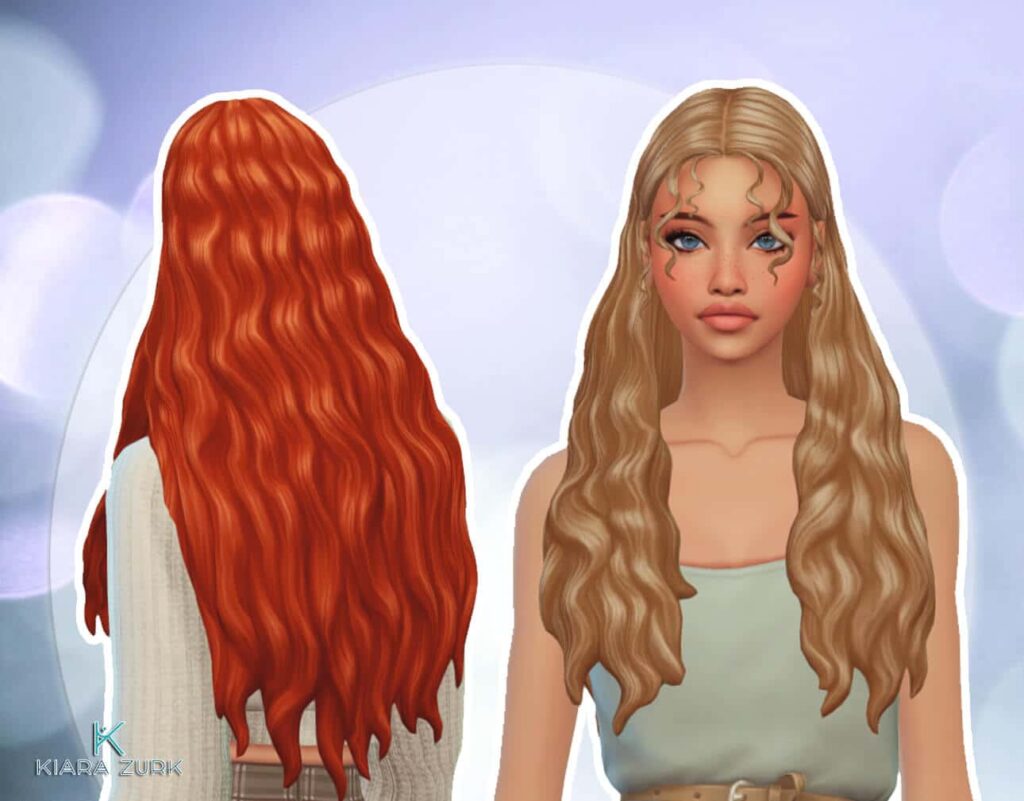 two girl sims with long wavy hair cc