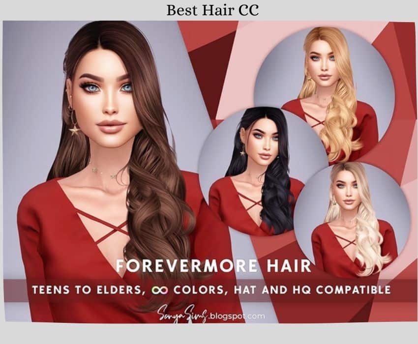 pretty curled hair cc on female sims 