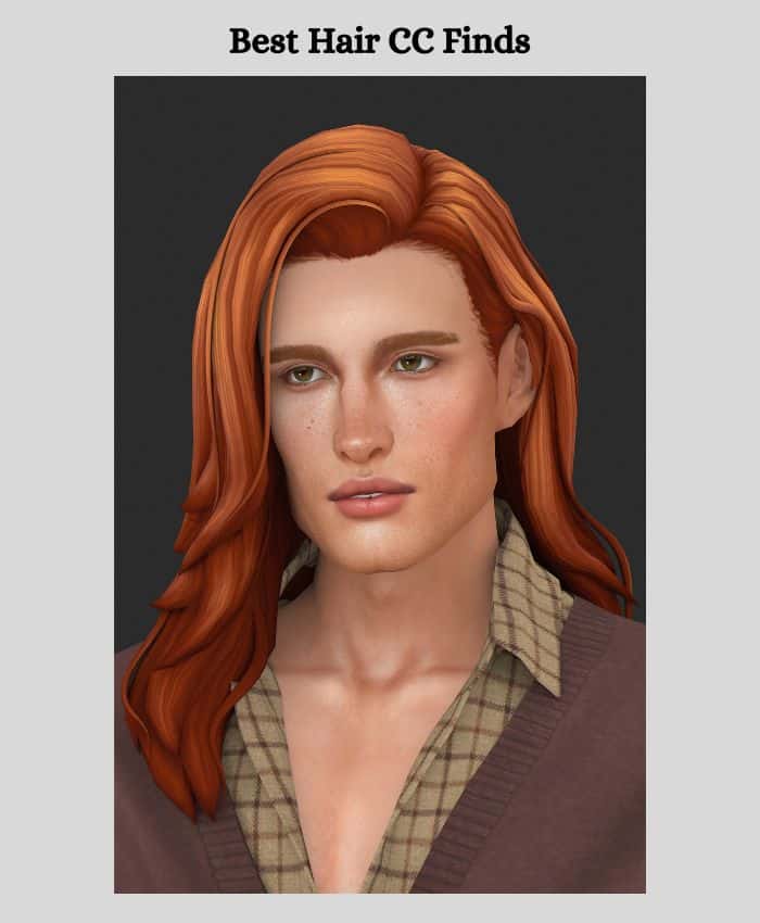 long red hair on male sim, closeup on head