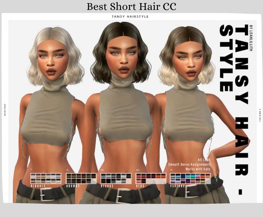 Female sims with short ombre color hair 