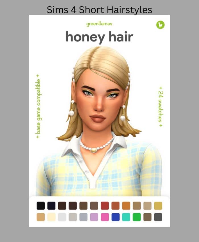 blonde Female sim with short pulled back hair with flipped ends