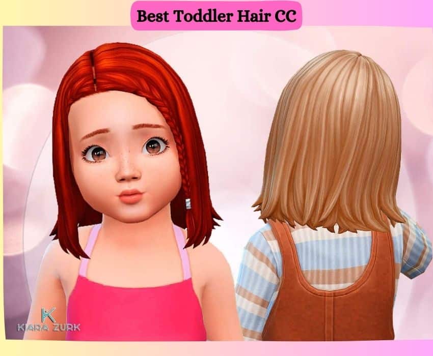 two toddler sims with short hair one facing forward and other back facing