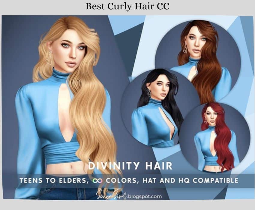 Best long curly hair cc on female sim with blonde hair and other colors in sims 4