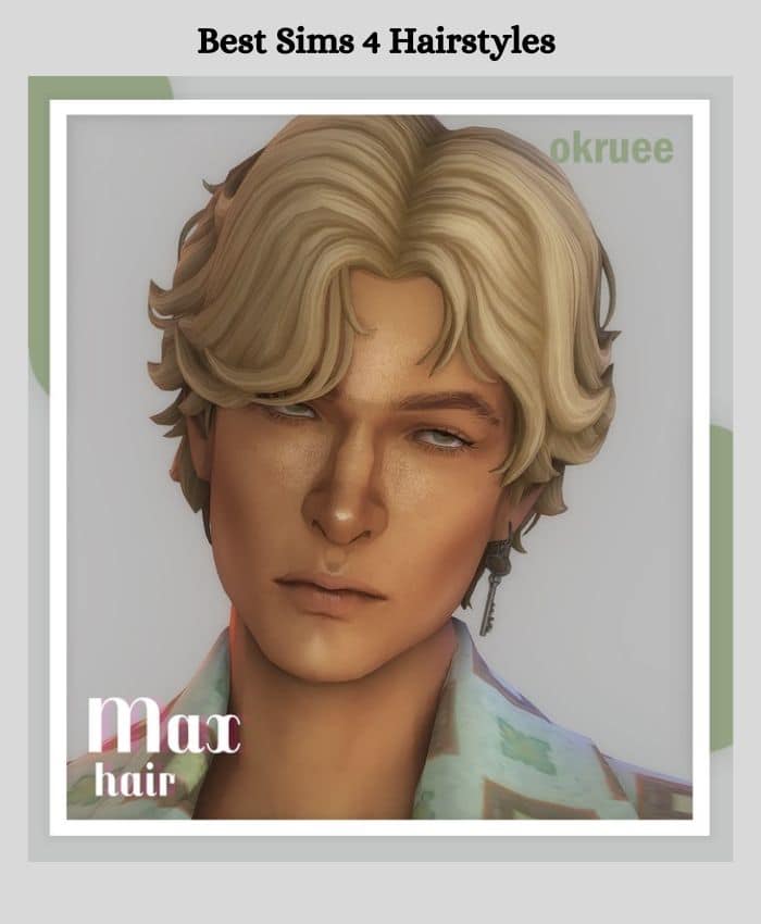 closeup on male sim with blonde short hair