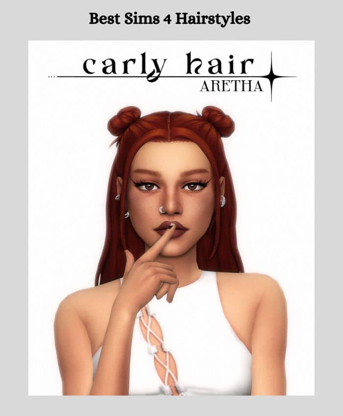 space buns and long hair on girl sim 