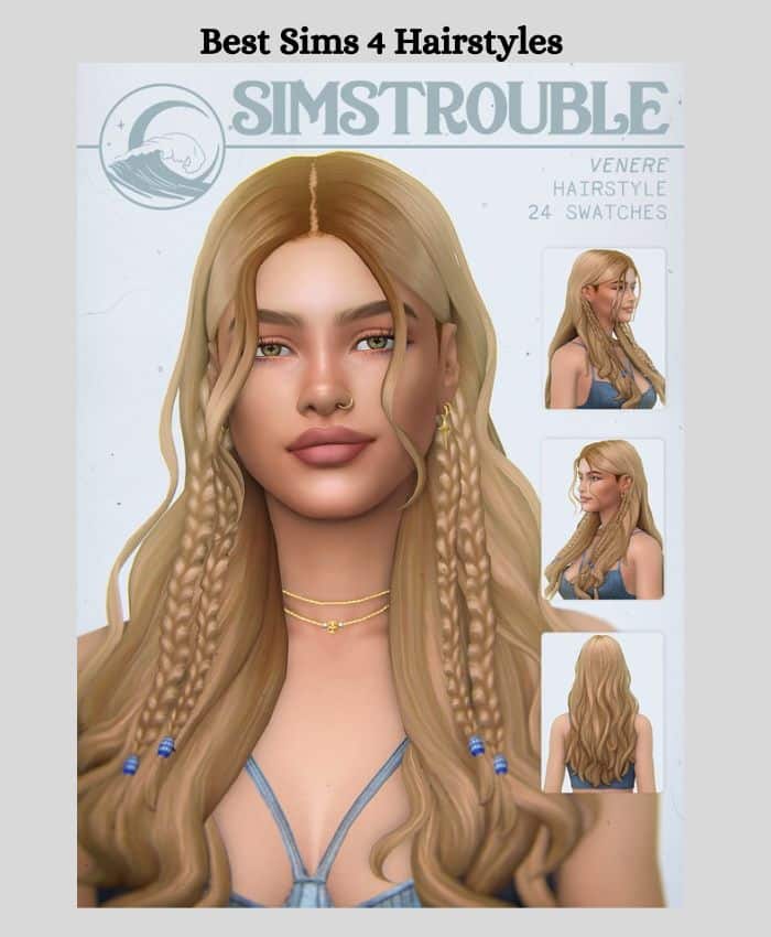 blonde hair sim with long hair cc and braids