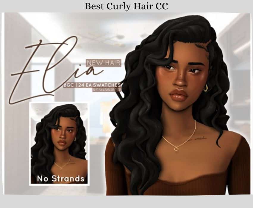 Female sim with side part curled hair