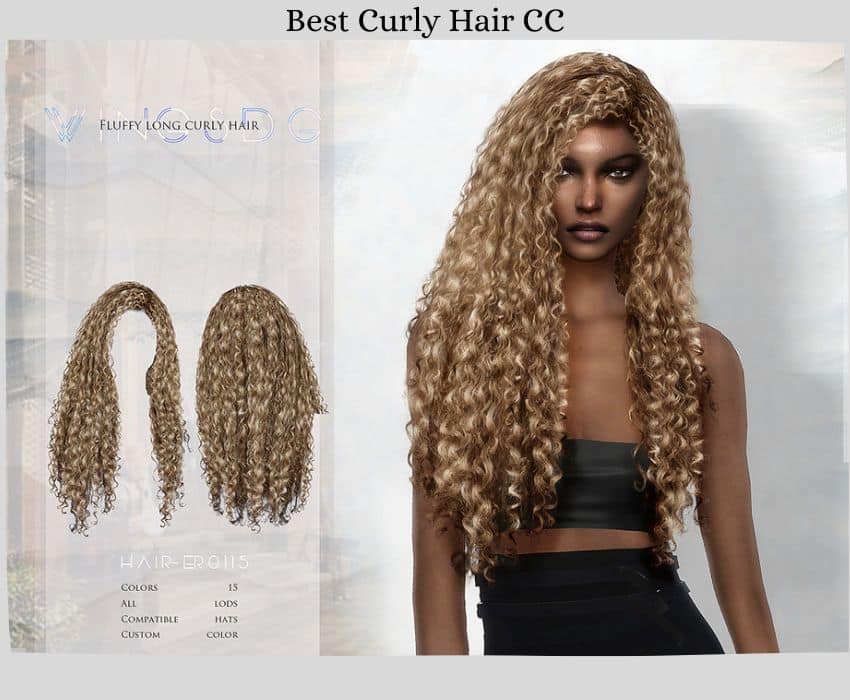 female sim with long beautifully detailed curls