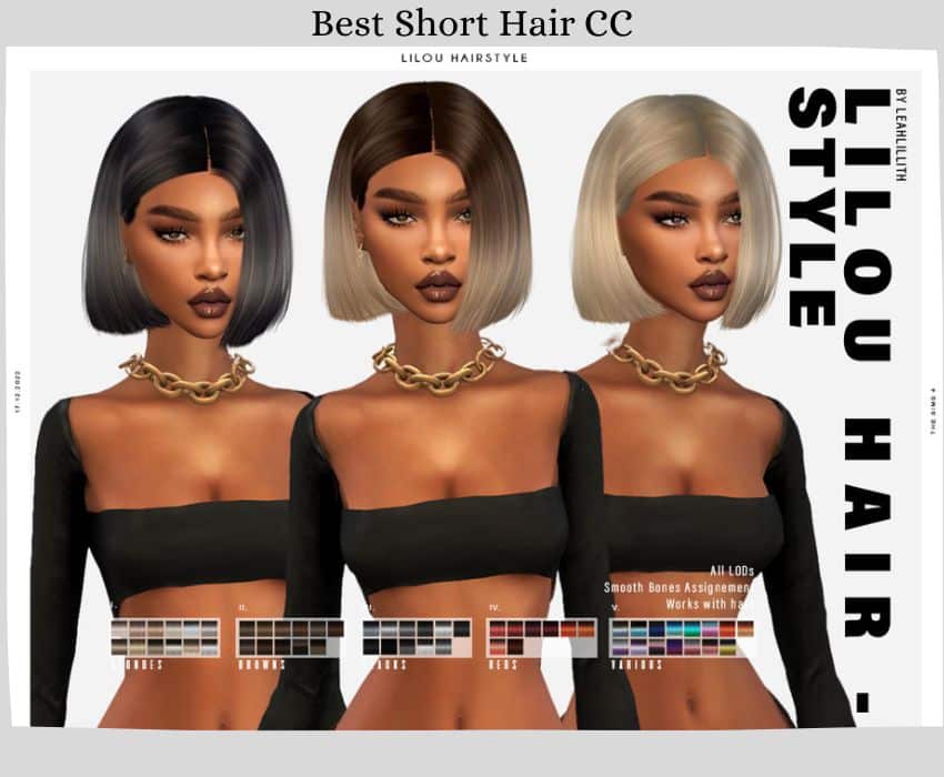 Female sims with short straight bob hairstyle and ombre color