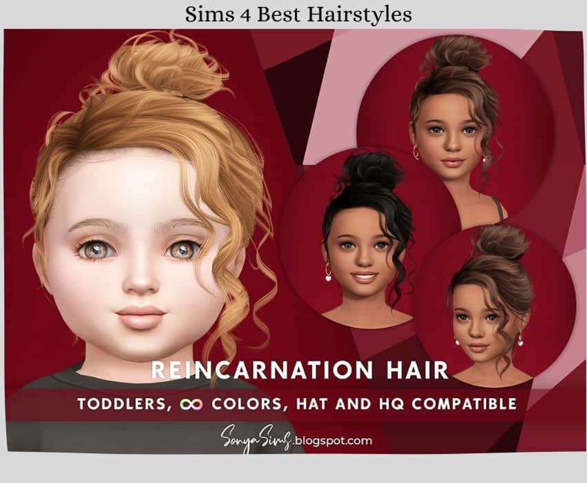 cute messy ponytail hair on toddler sims