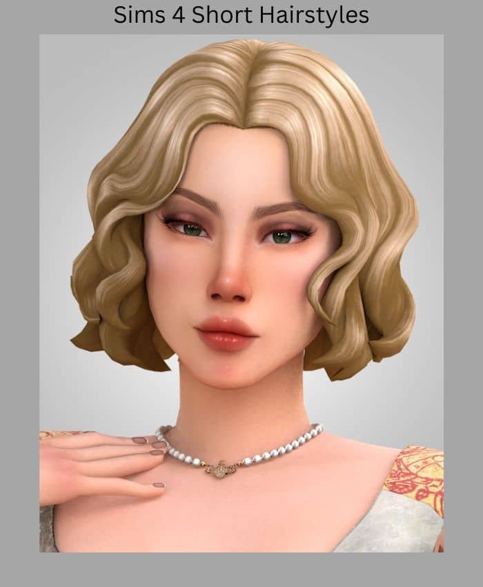 wavy short hair cc on girl sim