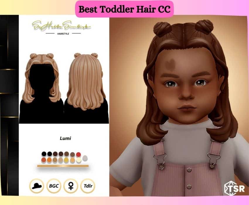 female toddler with space buns and straight hair