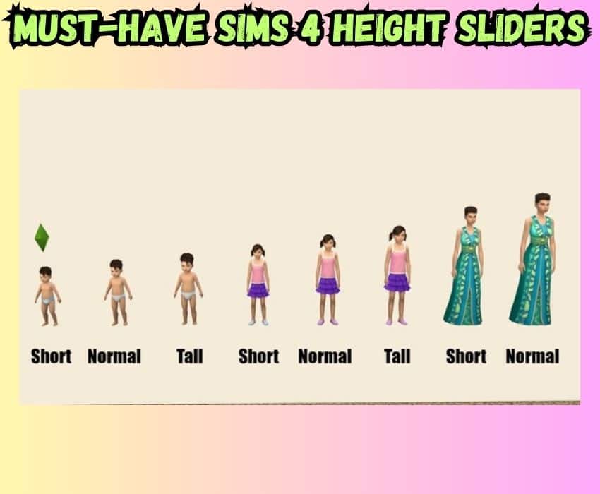 sims 4 height slider on range of sims from short to tall