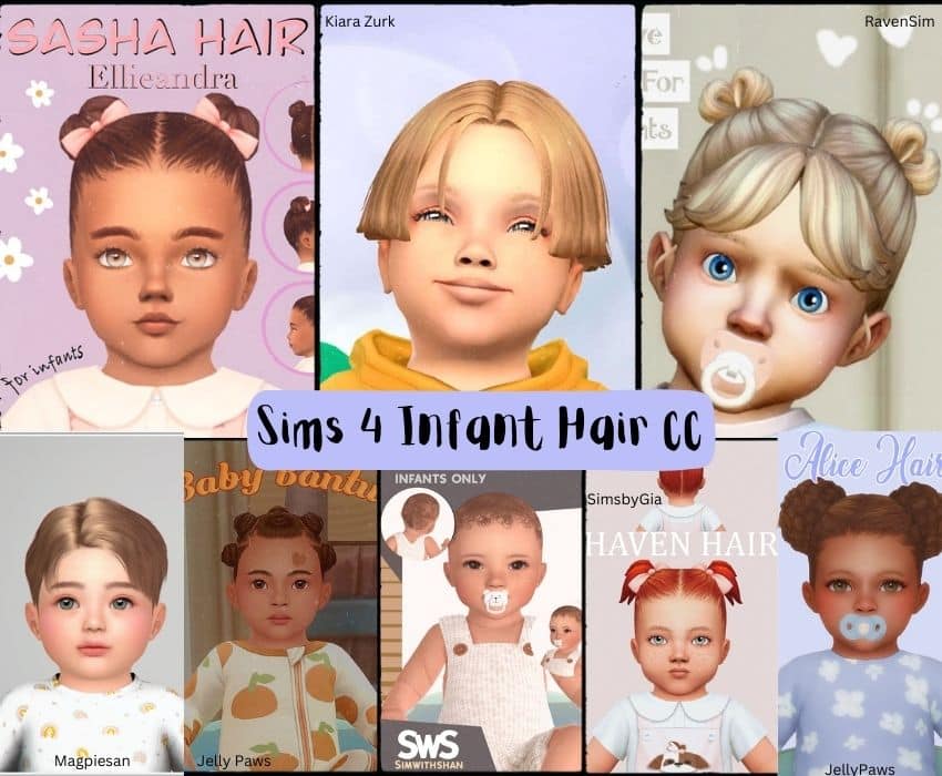 Sims 4 infant hair cc collage