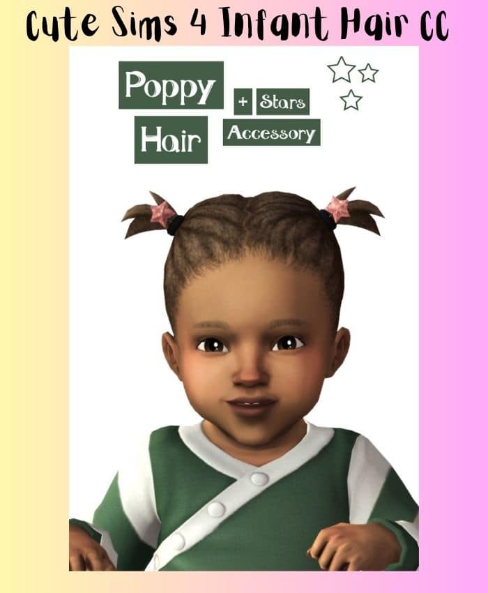 sims 4 infant sim hair cc pigtails with star clips