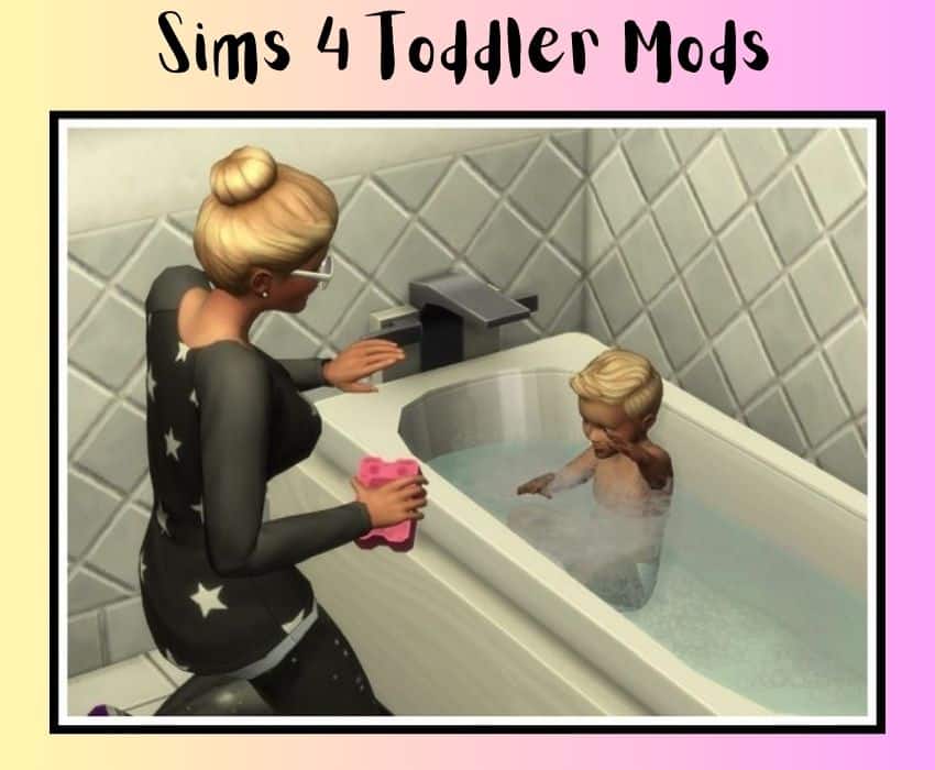 sims 4 parent with with toddler during bathtime and less puddles