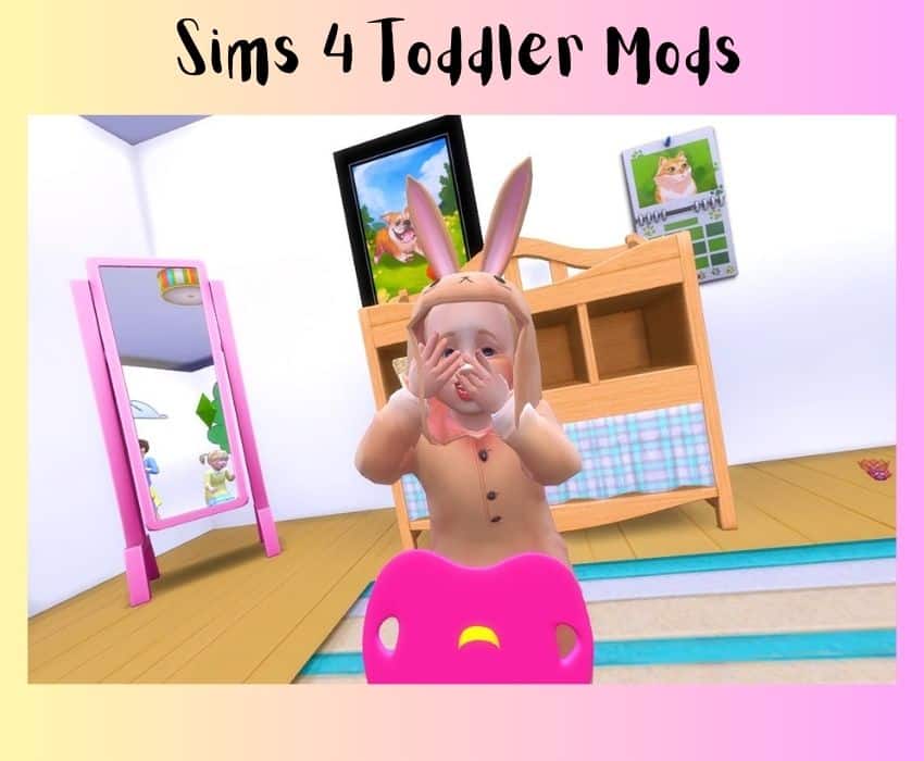 sims 4 toddler in bunny outfit playing peekaboo