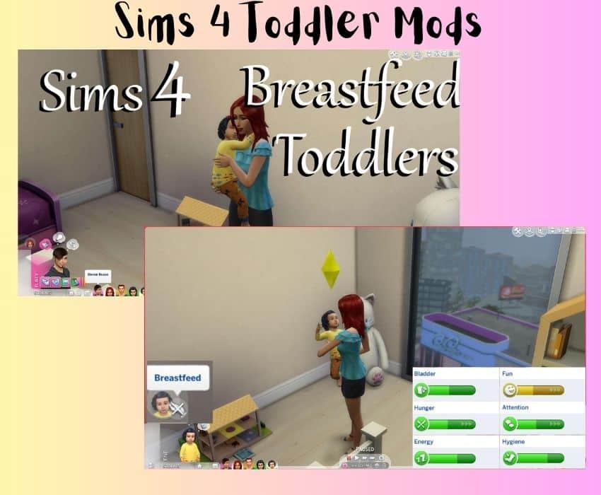 Sims 4 breastfeed toddlers with mom holding toddler sim
