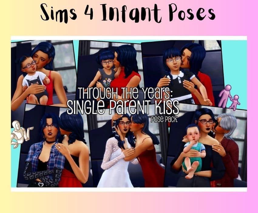 collage of sim family throughout the years from infant to adult