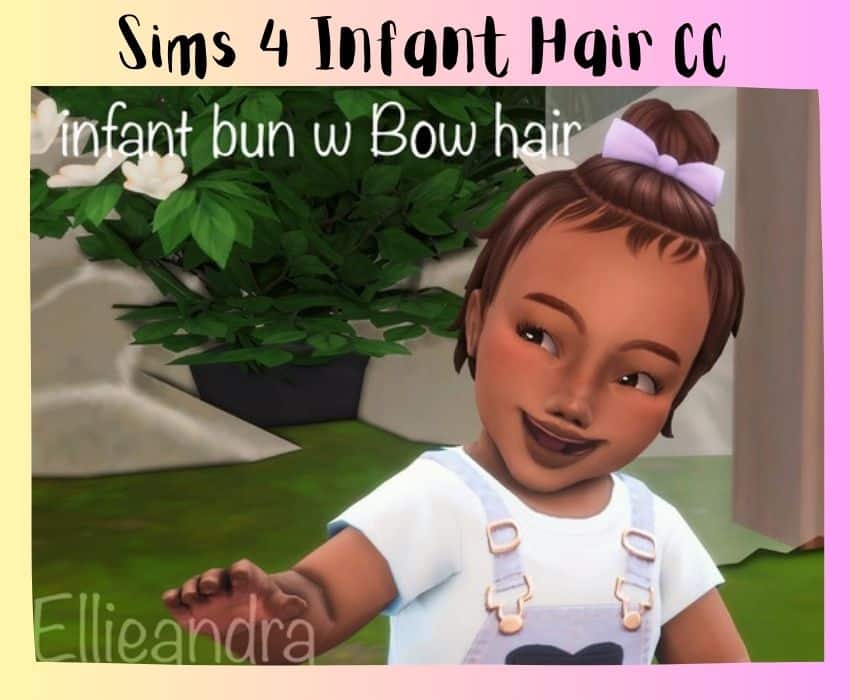 girl infant with hair bow and bun style