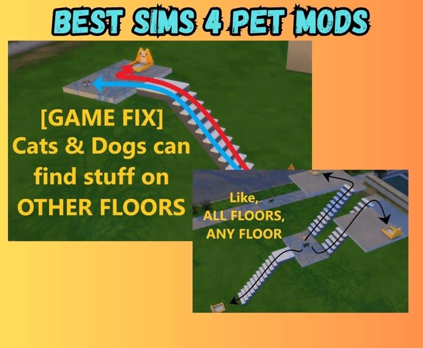 sims 4 cats and dogs can find stuff on other floors