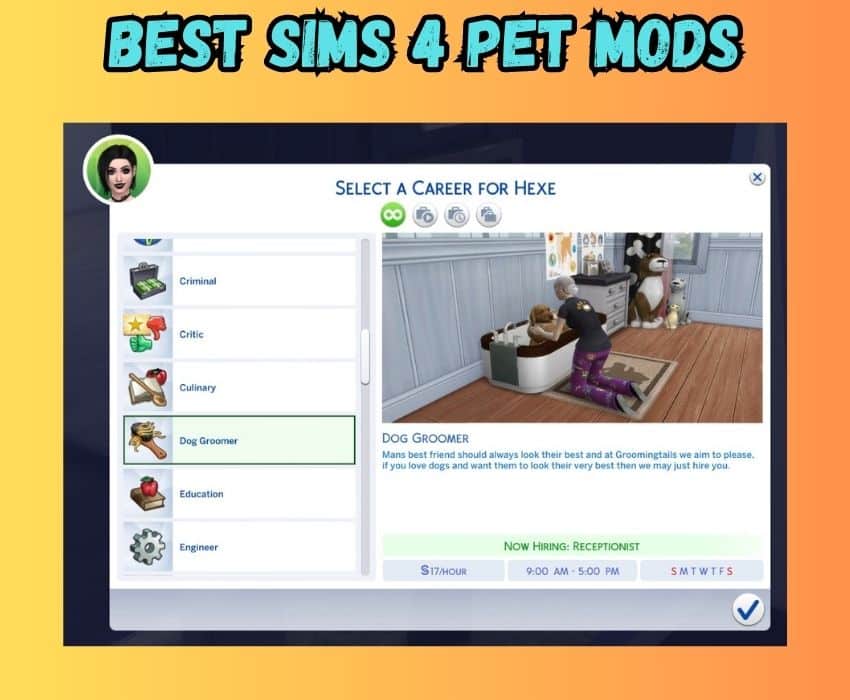 sims 4 dog groomer career mod