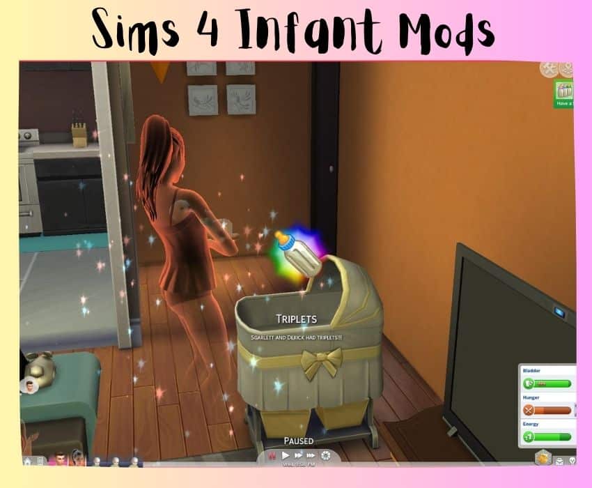 ghost female sim mom with baby near bassinet 