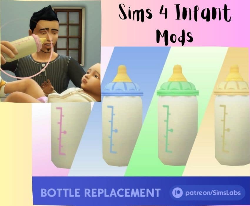 4 different default bottle replacement swatches for sims 4