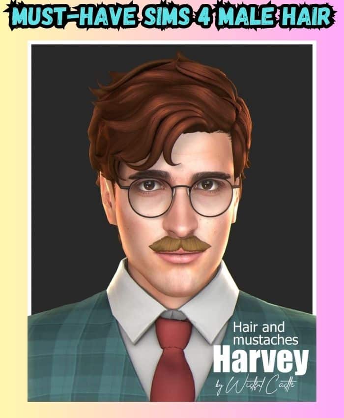 sims 4 male hair cc short look and moustache 