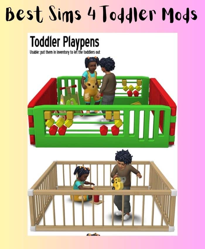 Sims 4 toddler playpen with two toddlers