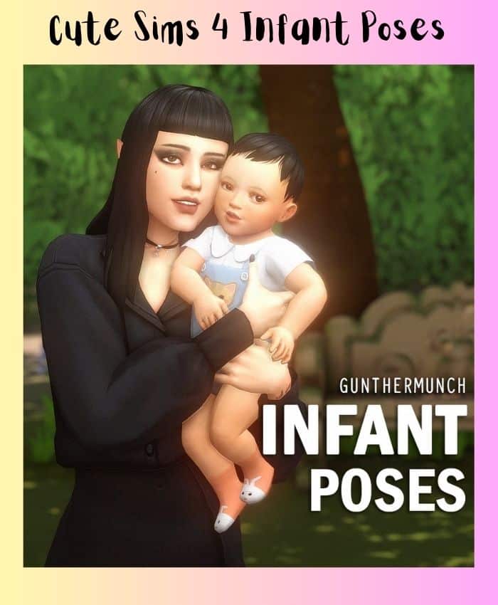 sims 4 gothic mom with her baby pose