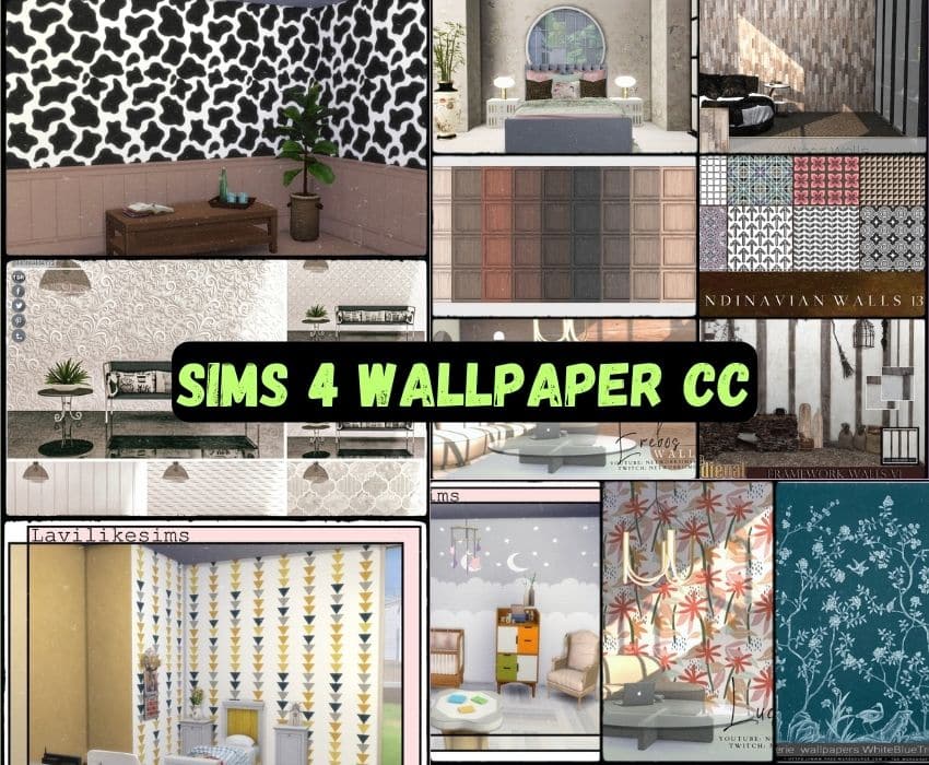 Sims 4 Wallpaper cc collage