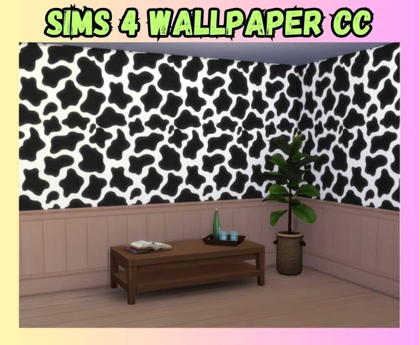 sims 4 cow print wallpaper cc