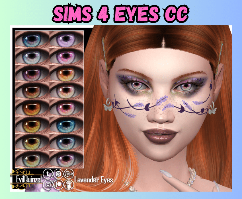 sims 4 lavender eyes on redhead sim