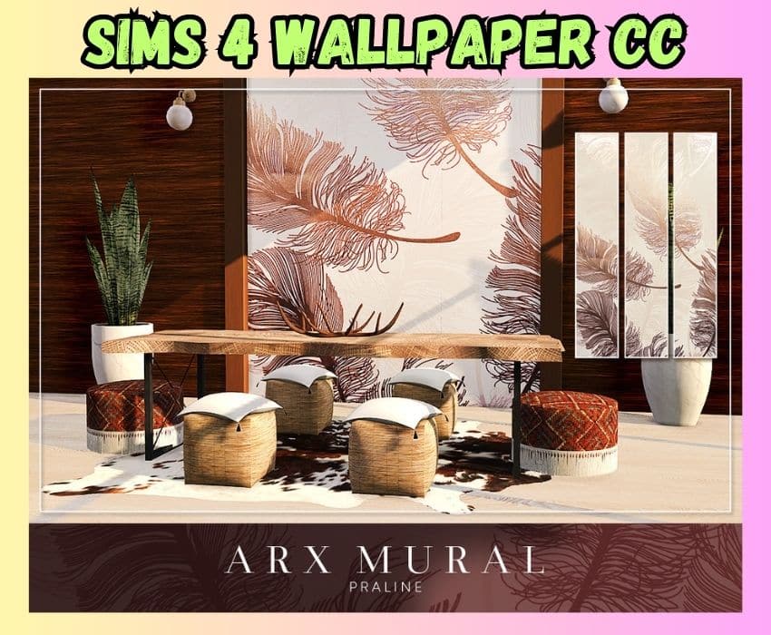 sims 4 wall art mural of feathers