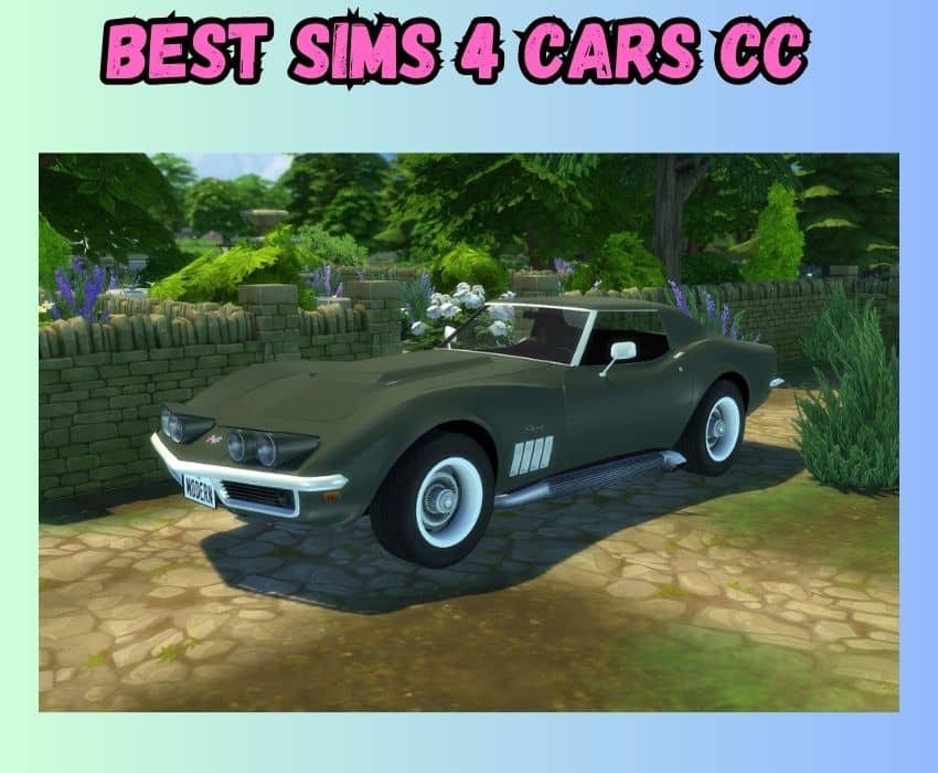 A deep forest green 1969 Chevrolet Corvette ZL1 is shown for Sims 4 Cars CC. 