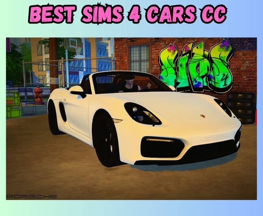 A white 2016 Porsche Boxster created for Sims 4 car CC