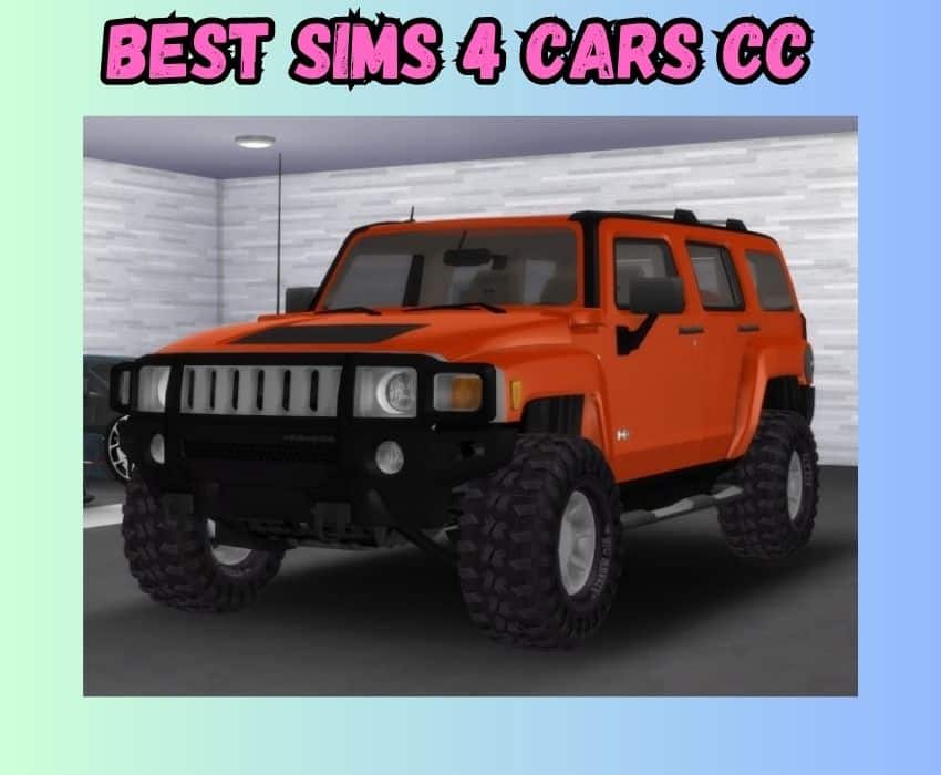 An Orange 2007 Hummer H3X vehicle is shown and was created for Sims 4 Cars Custom Content. 