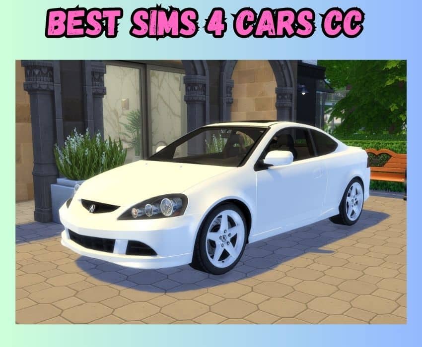 A white 2006 Acura RSX Type S vehicle is shown for Sims 4 CC.