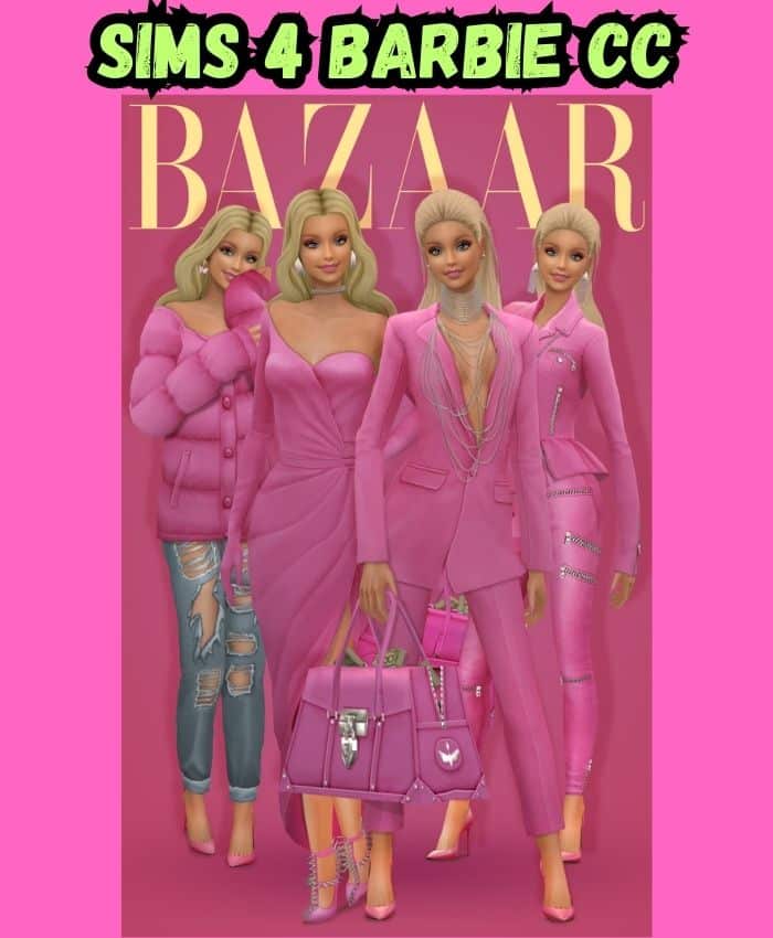 sims 4 Barbie collection of pink outfits