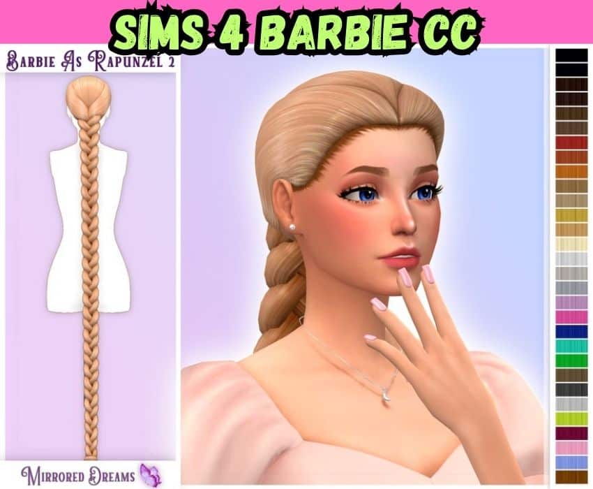 Sims 4 barbie as rapunzel with long braided hair