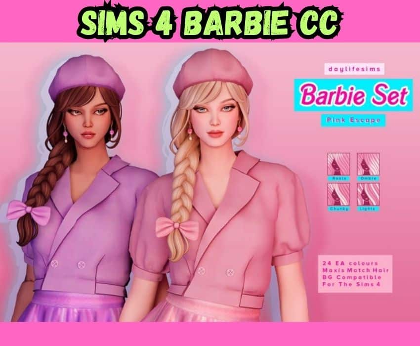 sims 4 barbie braided hair with hat