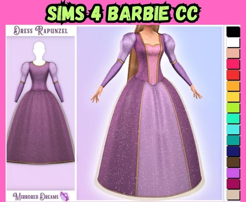 sims 4 barbie as rapunzel dress