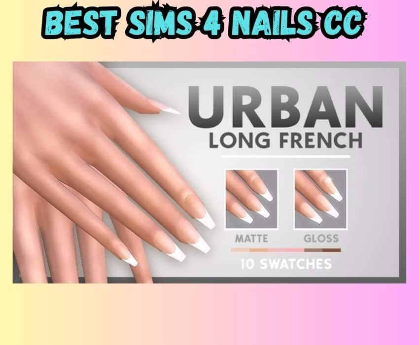 sims 4 urban long french manicure nails c