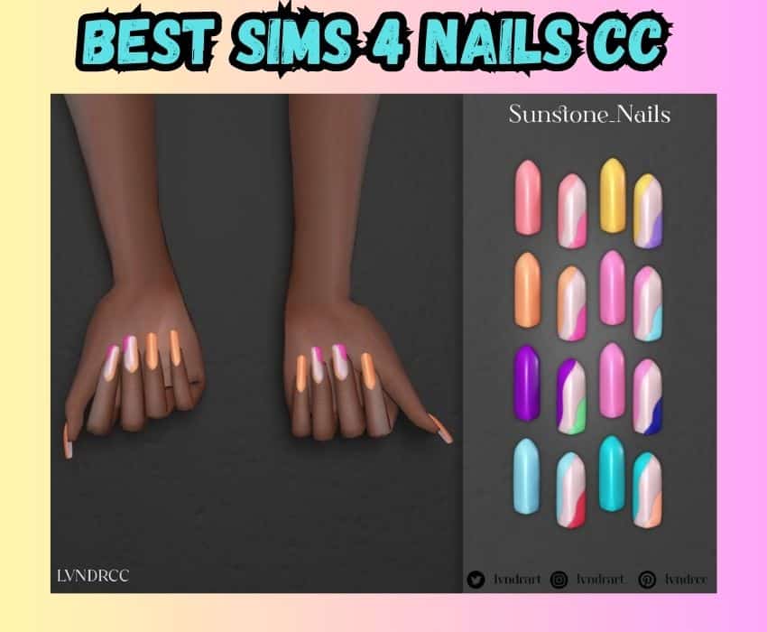 sims 4 sunstone nails in different shades