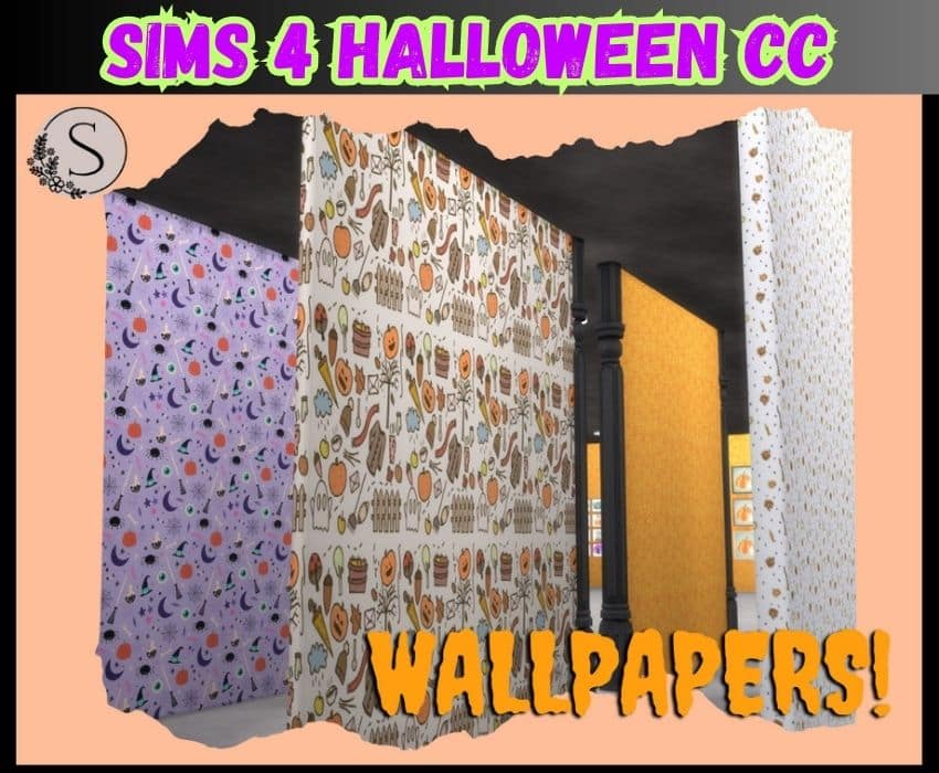 sims 4 halloween wallpaper cc