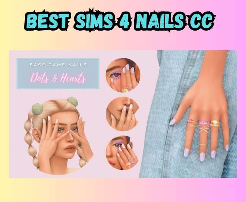sims 4 short nails in with dots and hearts