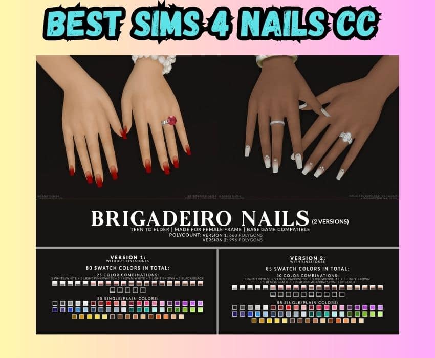 sims 4 ombre nails with with rhinestones